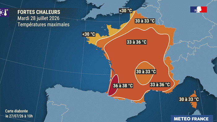 Jusqu’à 40°C dans le Sud-Ouest mercredi lors d’une nouvelle vague de chaleur