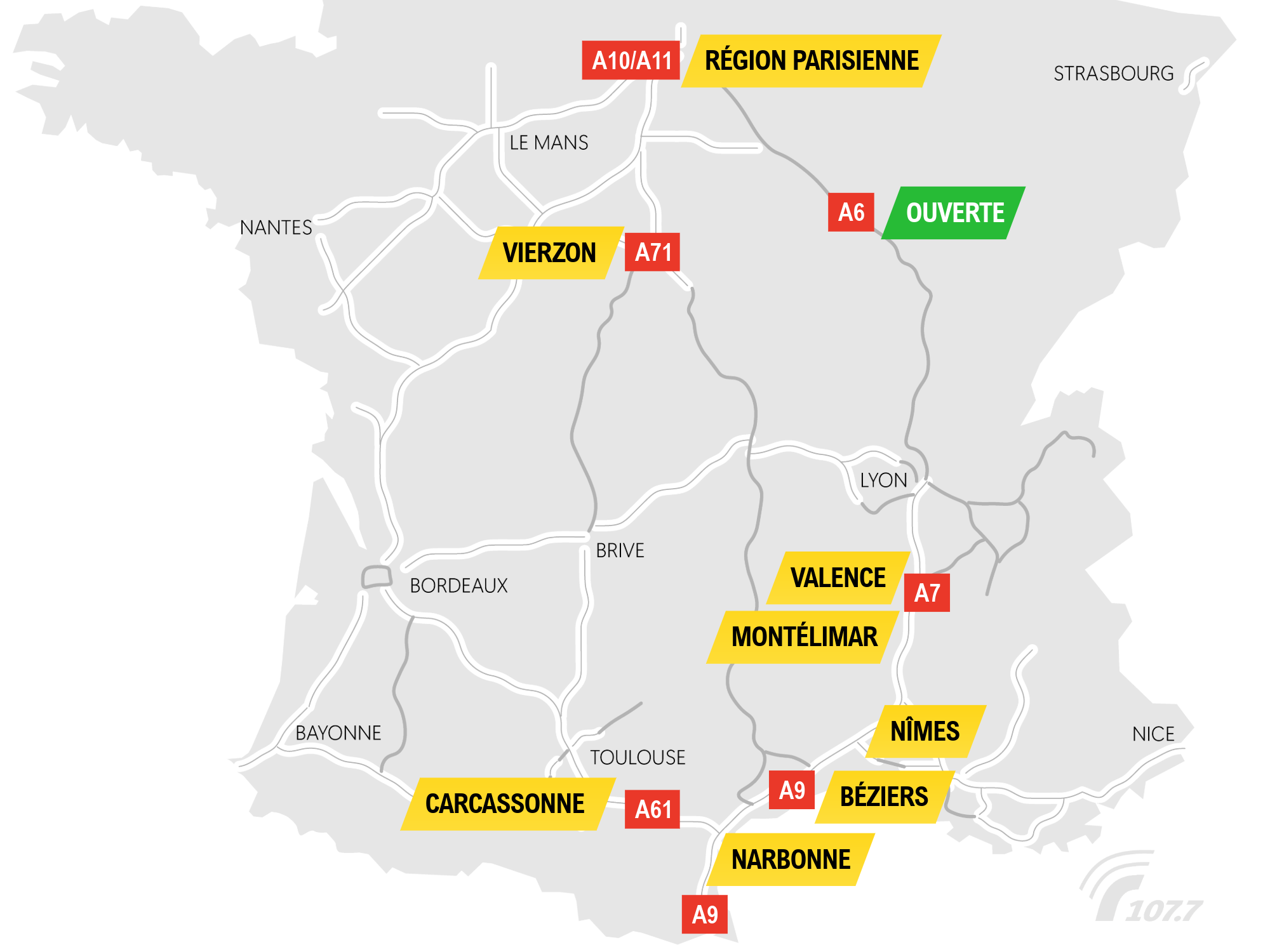 À quoi s’attendre avant de partir sur A6, A7, A9, A61, A10 ce vendredi 17 et ce samedi 18 juillet ?
