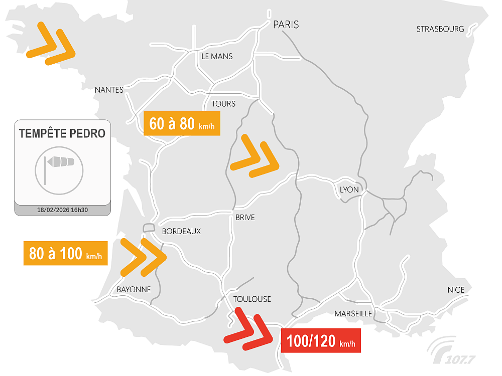 Pedro : Aude et Pyrénées‑Orientales en Vigilance, écoles fermées et vents jusqu’à 130 km/h ce jeudi